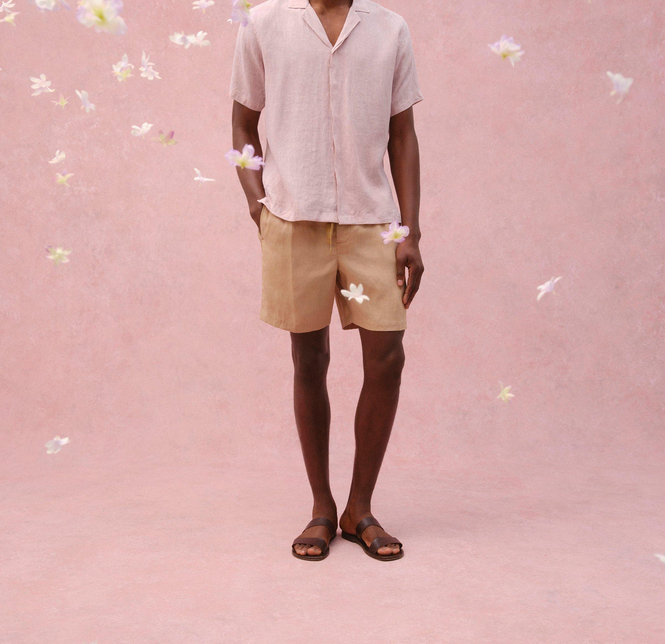 Maitan Linen Relaxed Fit Capri Collar Italian Linen Shirt | Caramel Pink