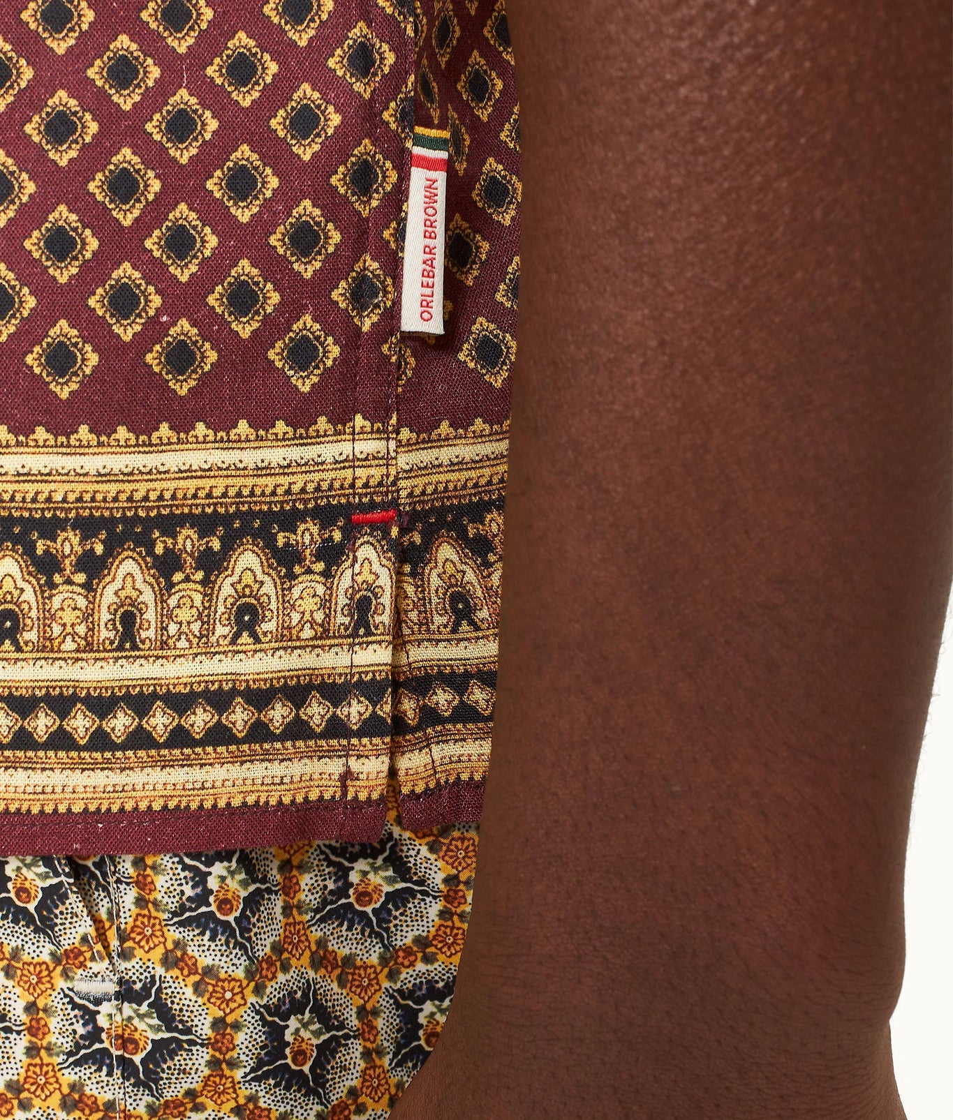 Maitan Solmio Print Relaxed Fit Capri Collar Shirt | Copper Red