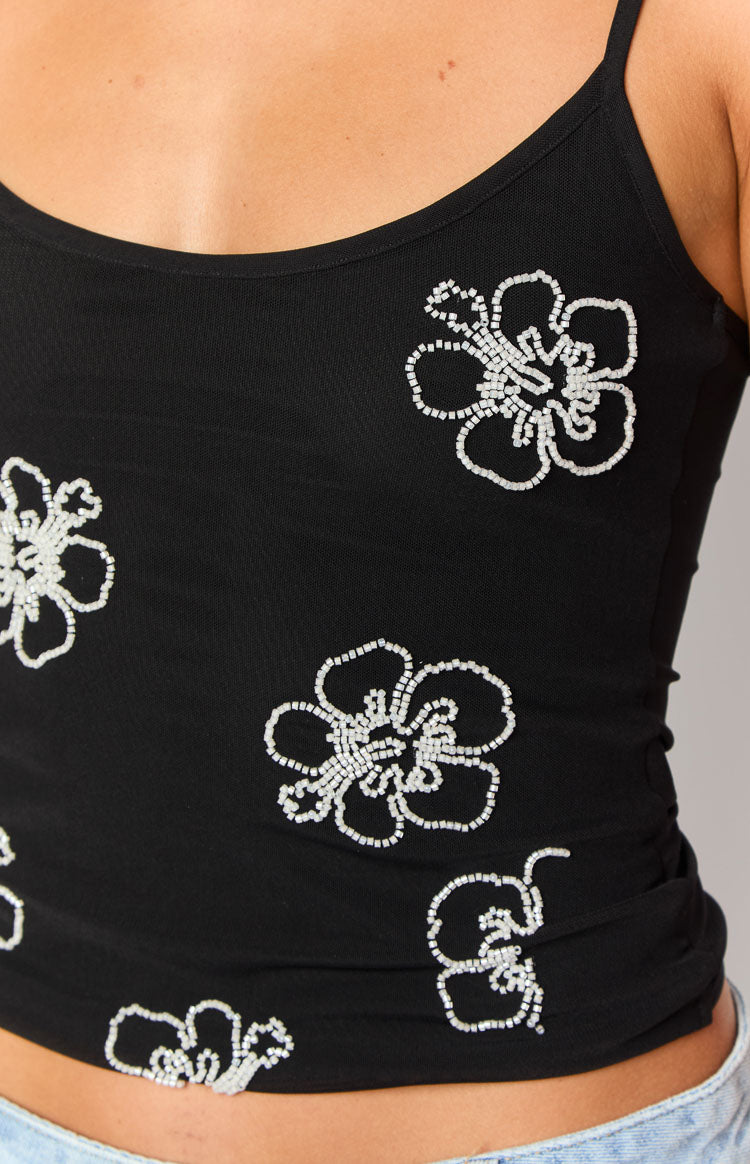 Mallorie Beaded Top | Black