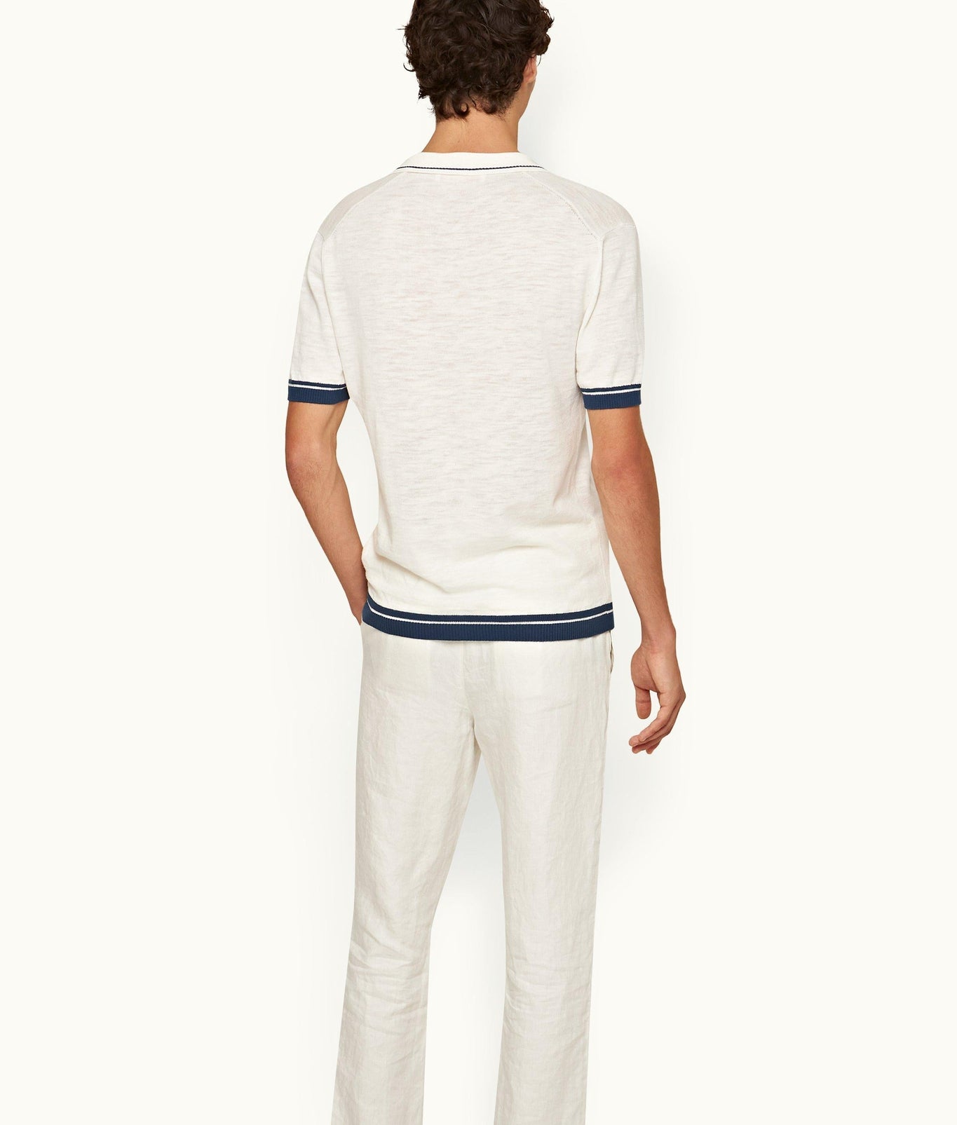Maranon Cotton Linen Tailored Fit Cotton-Linen Polo Shirt | White Sand