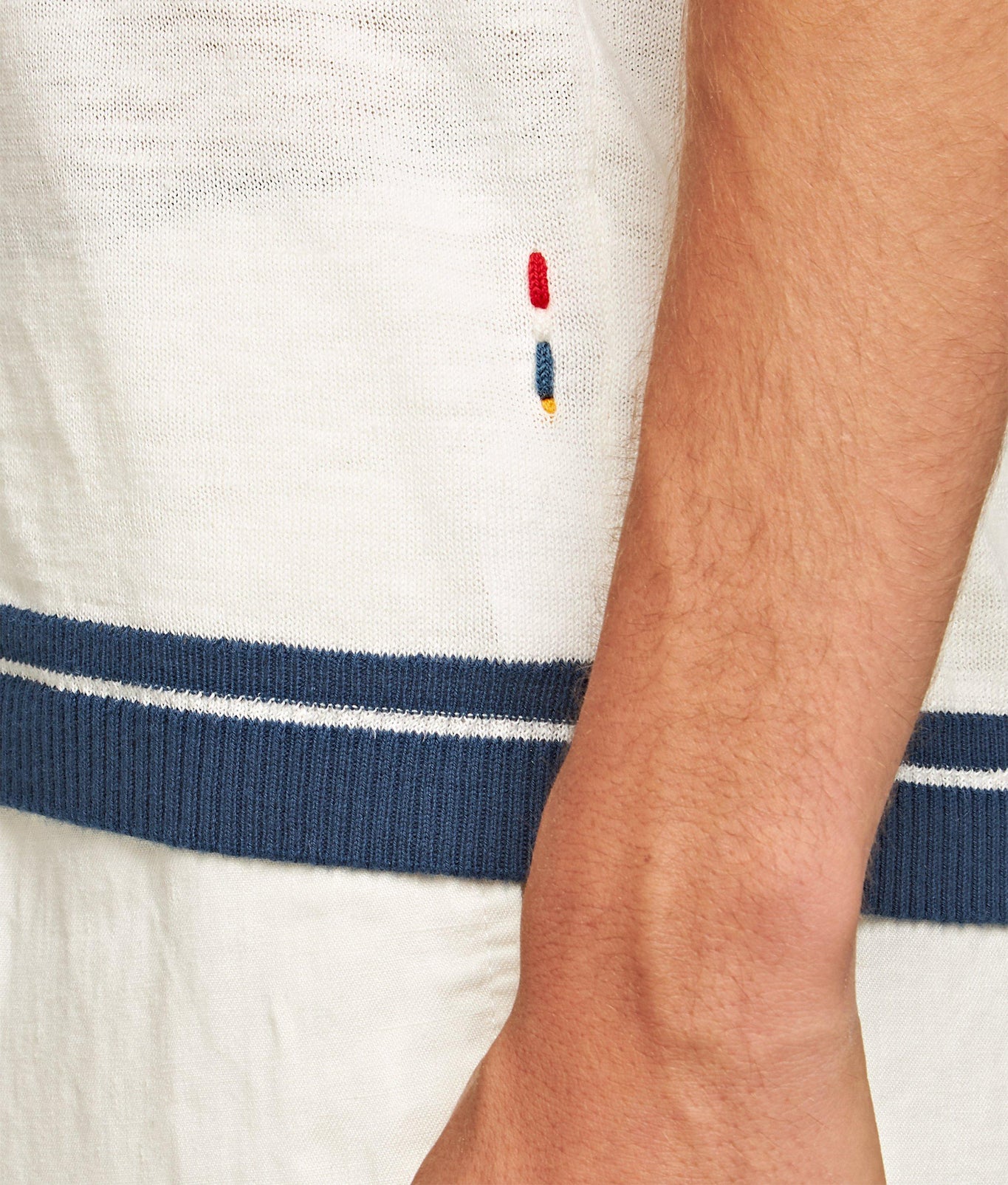 Maranon Cotton Linen Tailored Fit Cotton-Linen Polo Shirt | White Sand