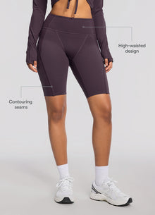 High-Waisted Performance Biker Shorts | Midnight Plum