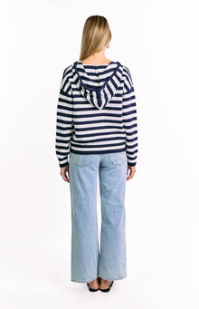 Mollie Knit Zip Sweater | Navy Stripe