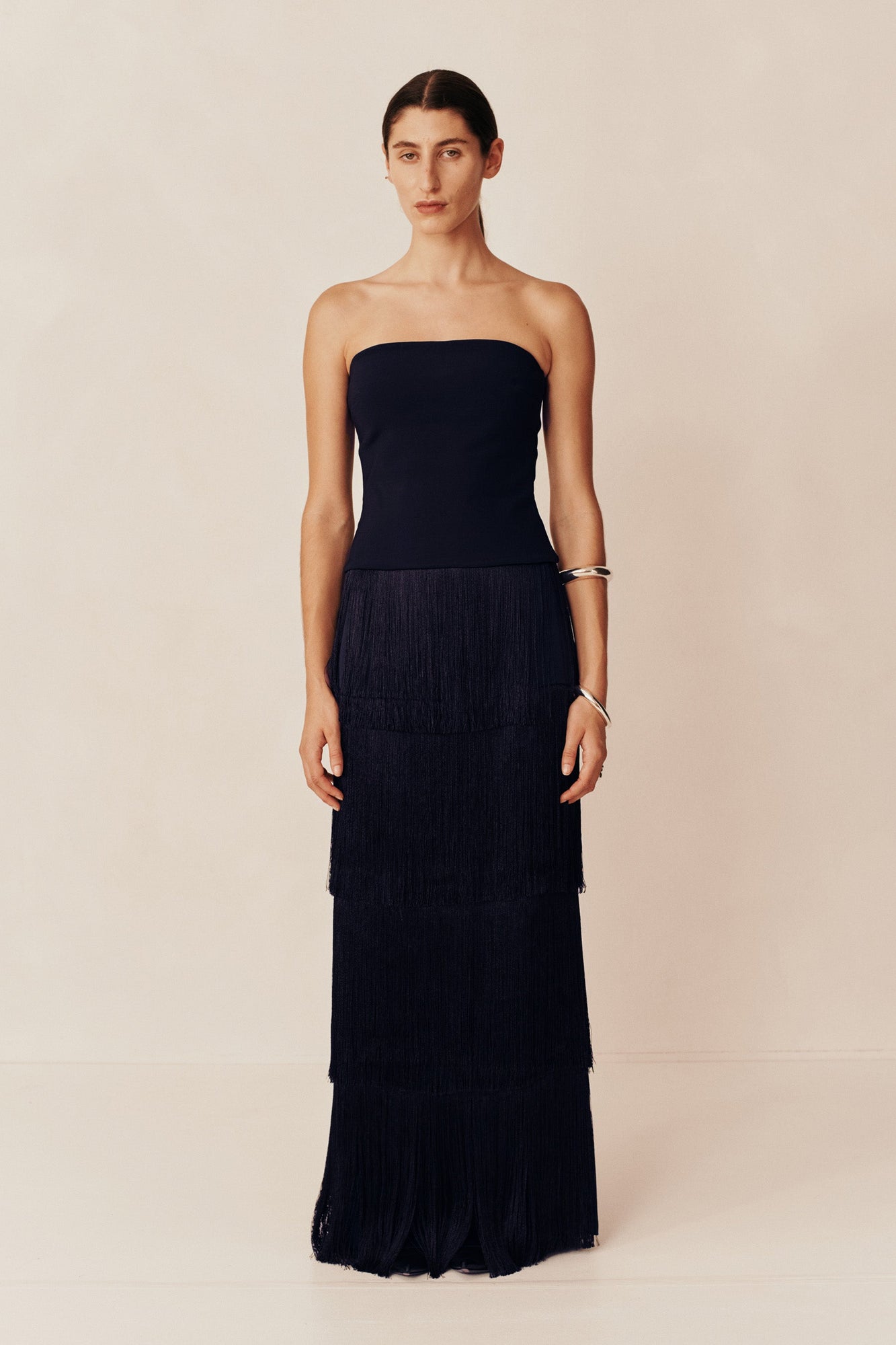 Mono Fringe Skirt | French Navy