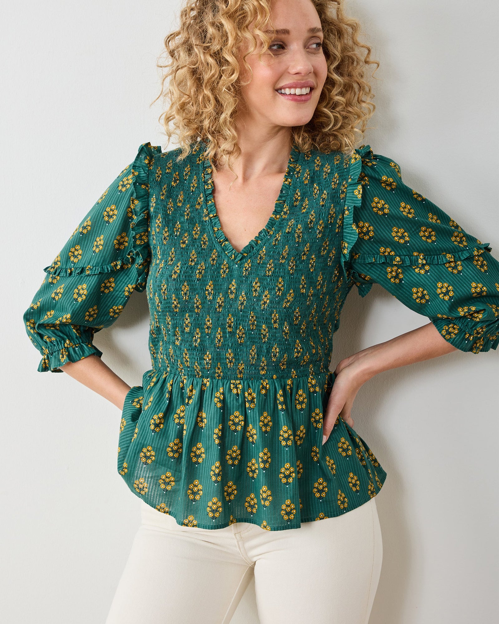 Texas Bouquet - Myrtle Blouse - Desert Moss - Printfresh