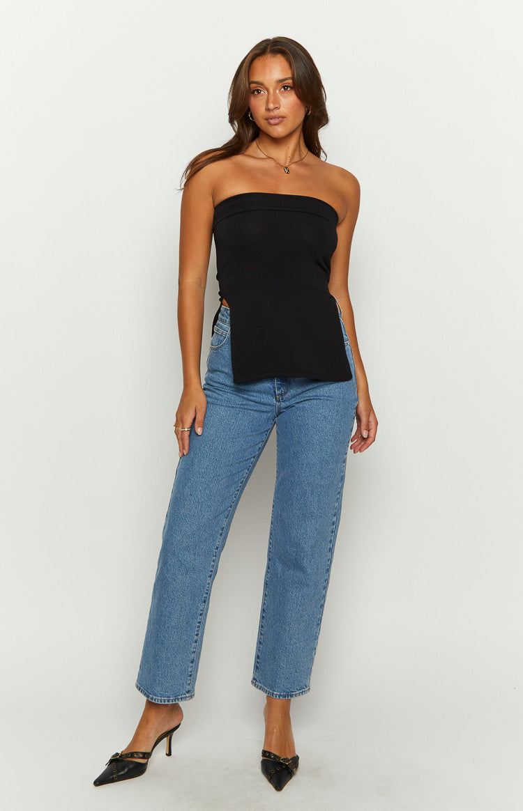 Mordani Knit Strapless Top | Black