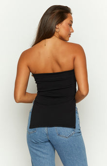 Mordani Knit Strapless Top | Black
