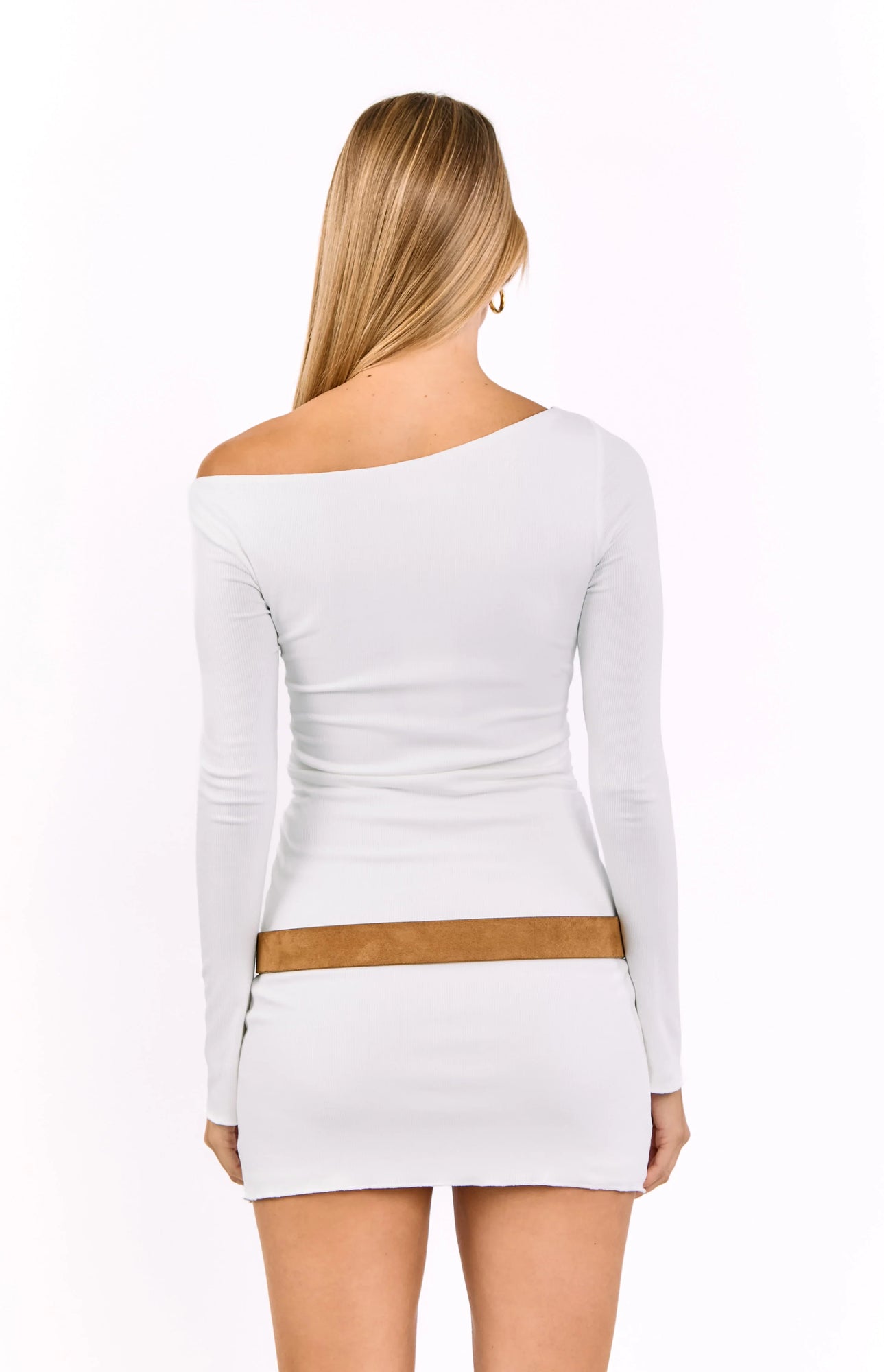 Myles Long Sleeve Drop Shoulder Mini Dress | White