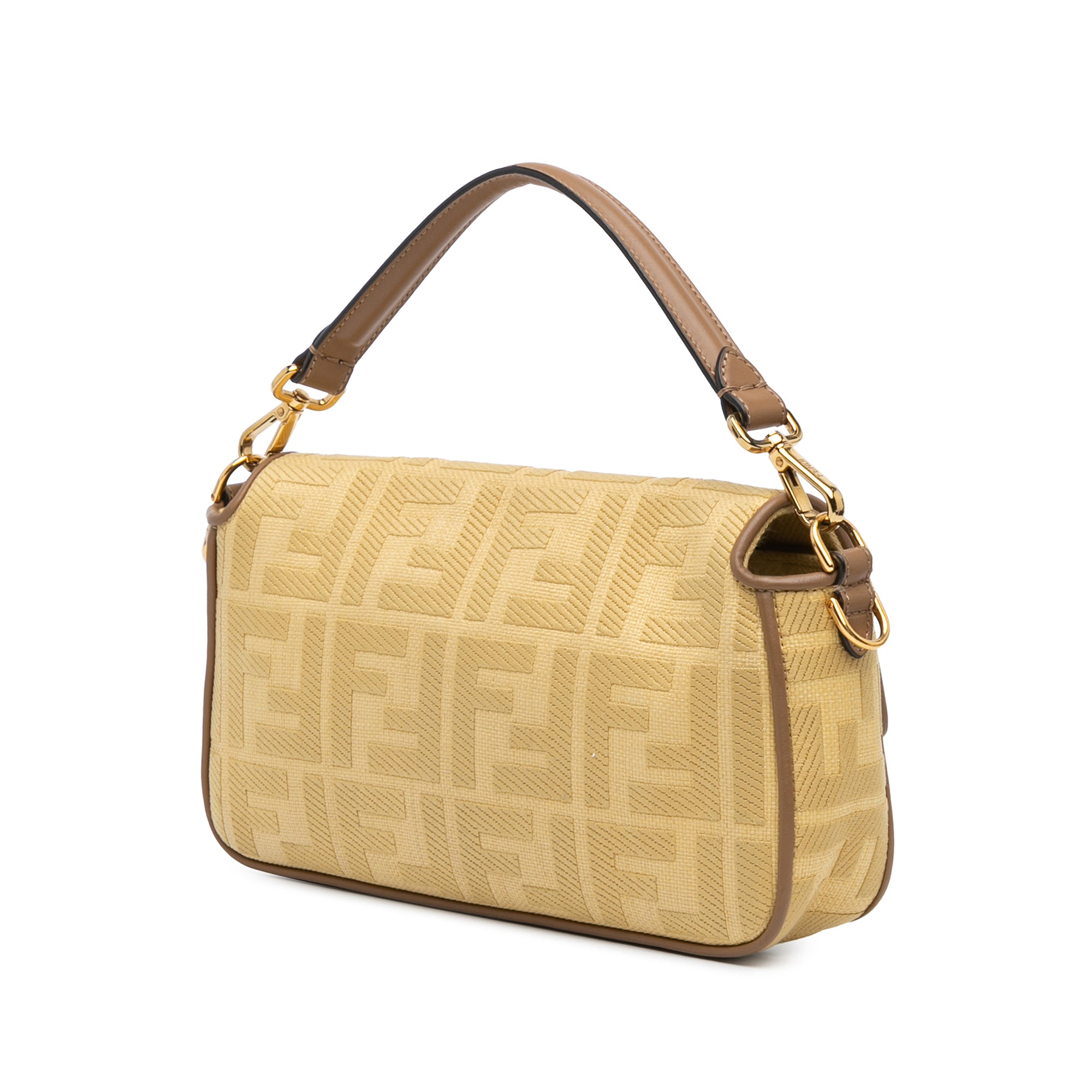 Fendi | Pre-Owned Zucca Embroidered Canvas Baguette Satchel | Yellow