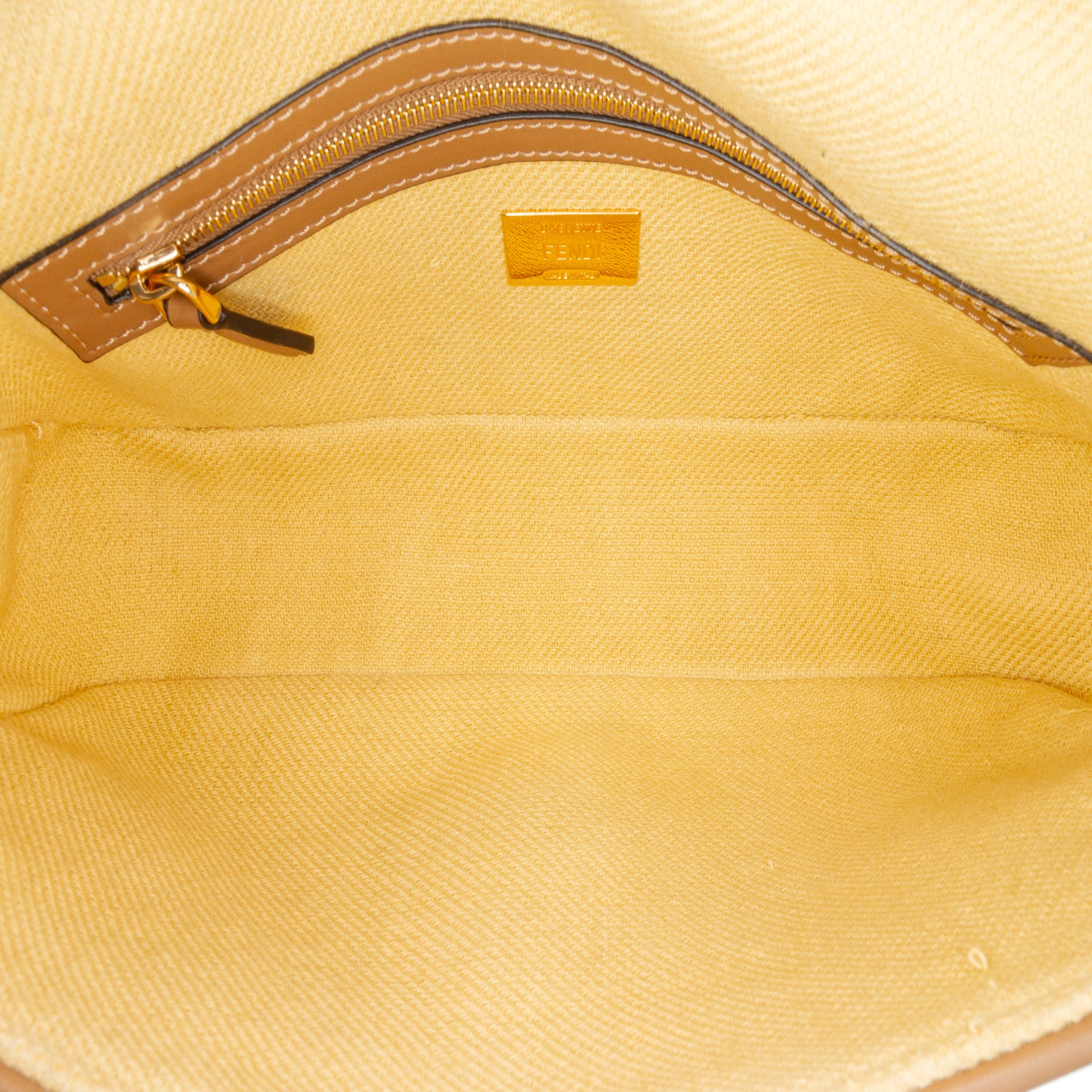 Fendi | Pre-Owned Zucca Embroidered Canvas Baguette Satchel | Yellow