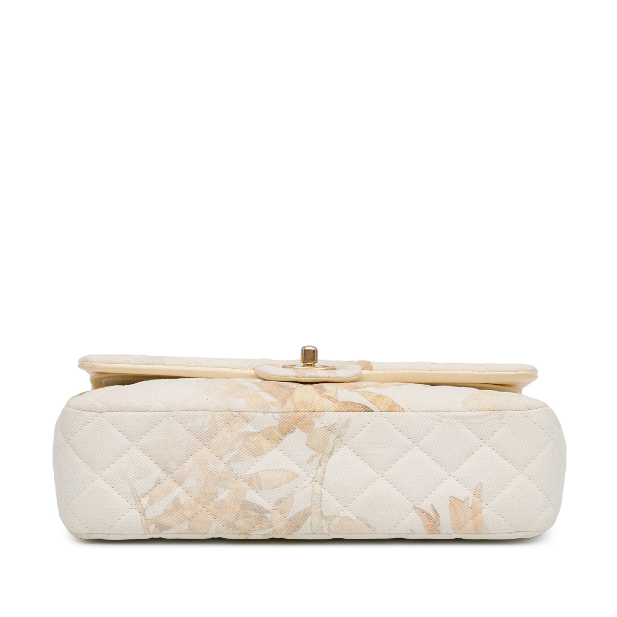 Chanel | Pre-Owned Medium Classic Printed Denim Floral Double Flap | Brown/Light Beige