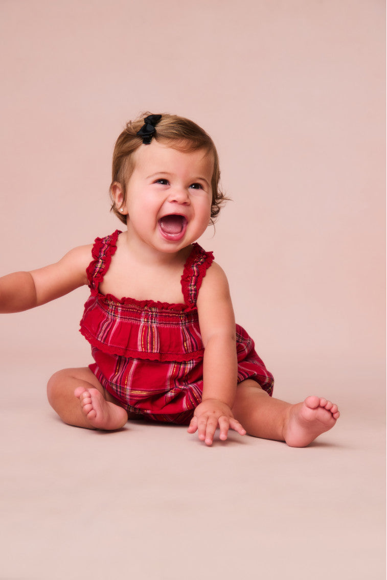 Baby Nadiana Tartan Pinafore | Cheery Red