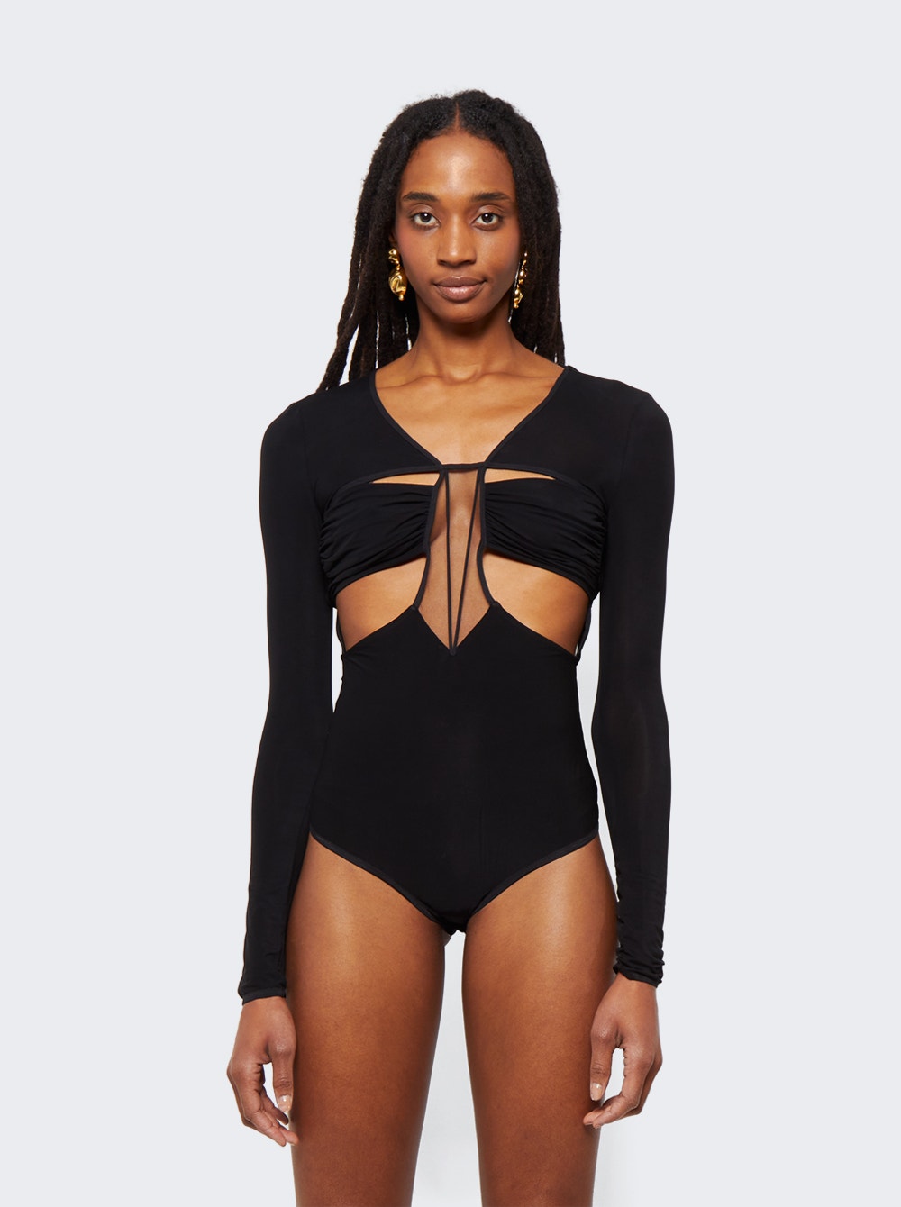 Women | Nensi Dojaka | Gathered Bra Long Sleeve Top | Black