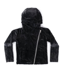 Kid | Velvet Biker Jacket | Black