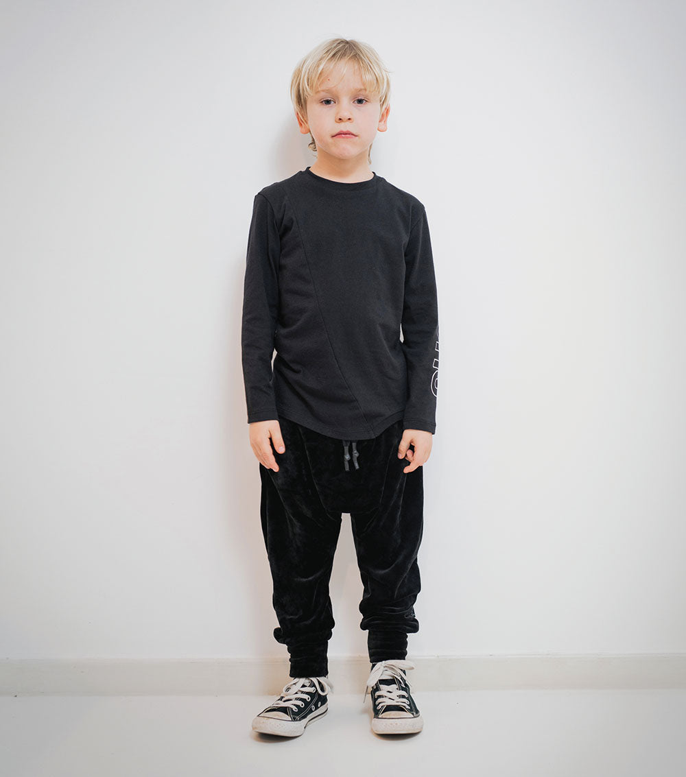 Kid | Velvet Baggy Pants | Black