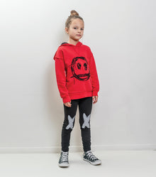 Kid | Embroide Sprayed Smile Hoodie | Red