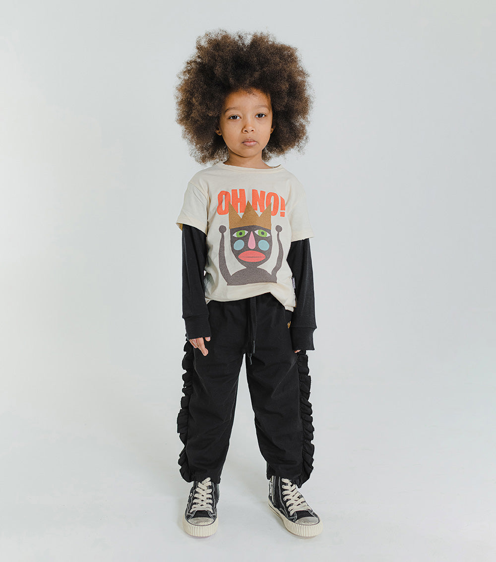 Kid | Airy Ruffled Pants | Black