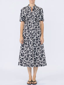 Noor Short Sleeve Shirtdress | Black/White