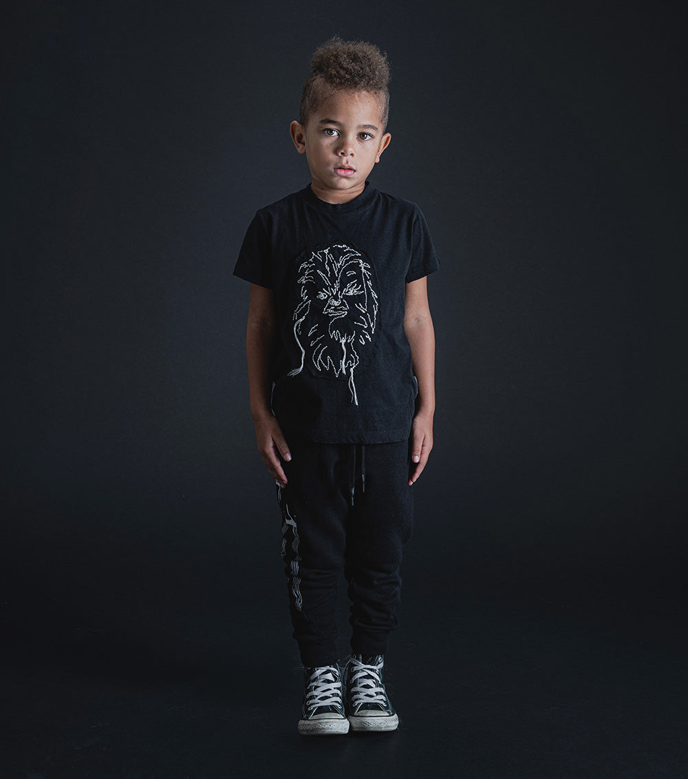 Kid | Embroidered Chewbacca T-Shirt | Black