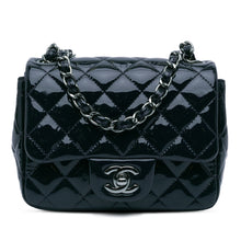 Chanel | Pre-Owned Mini Square Classic Patent Single Flap | Blue/Navy