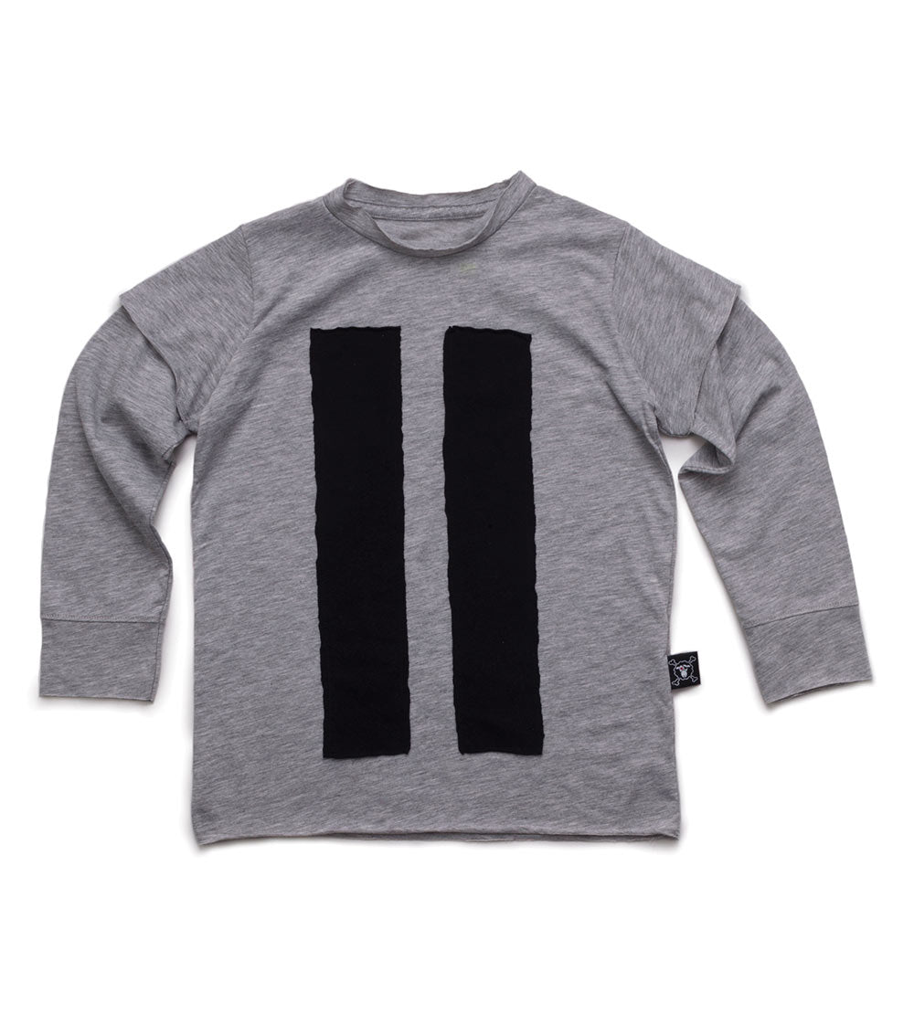 Kid | Striped Patch Shirt | Heather Grey