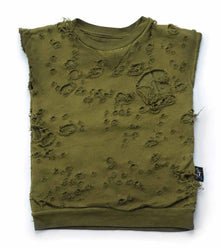 Kid | Torn Sleeveless Shirt | Rusty Green