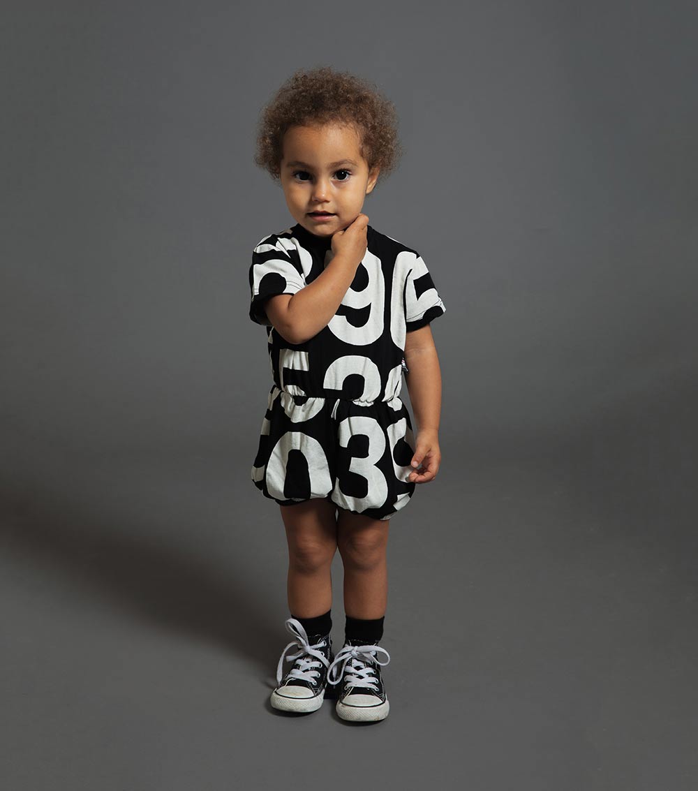 Kid | Numbered Yoga Overall | Black