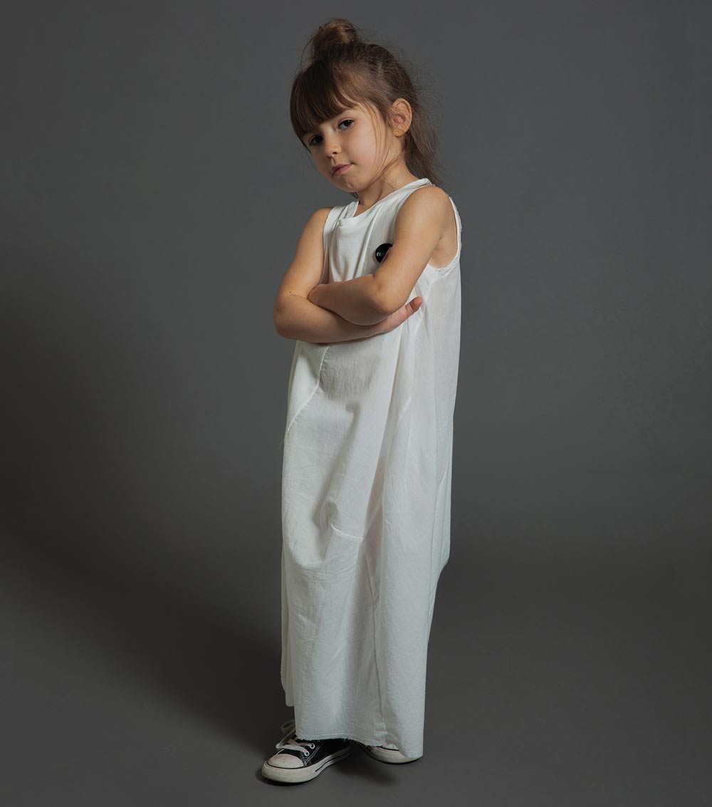 Kid | Feather Tank Top Dress | Black