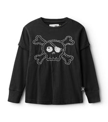 Kid | Embroidered Skull Shirt | Black