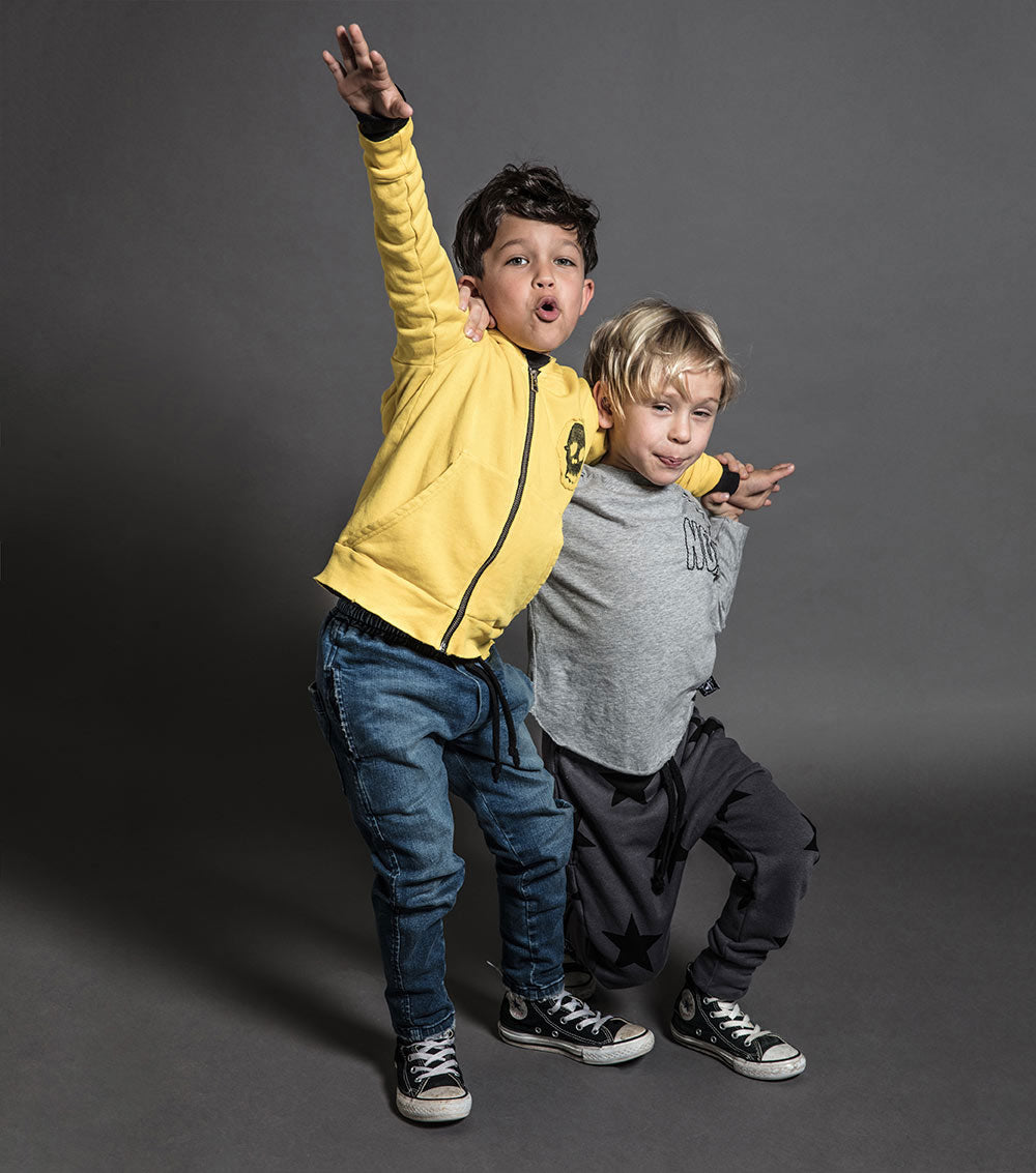 Kid | Embroidered No! Hemmed Shirt | Heather Grey