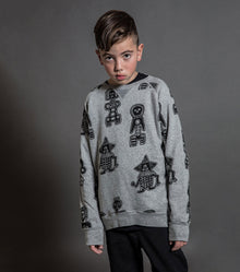 Kid | Tribal Dancers Sweatshirt | Heather Grey
