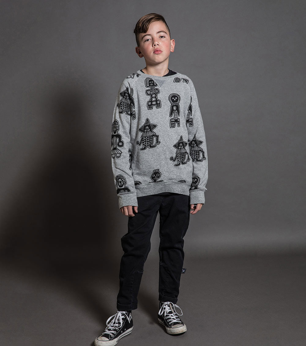 Kid | Tribal Dancers Sweatshirt | Heather Grey