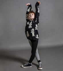 Kid | Knit Leggings | Black x Heather Grey
