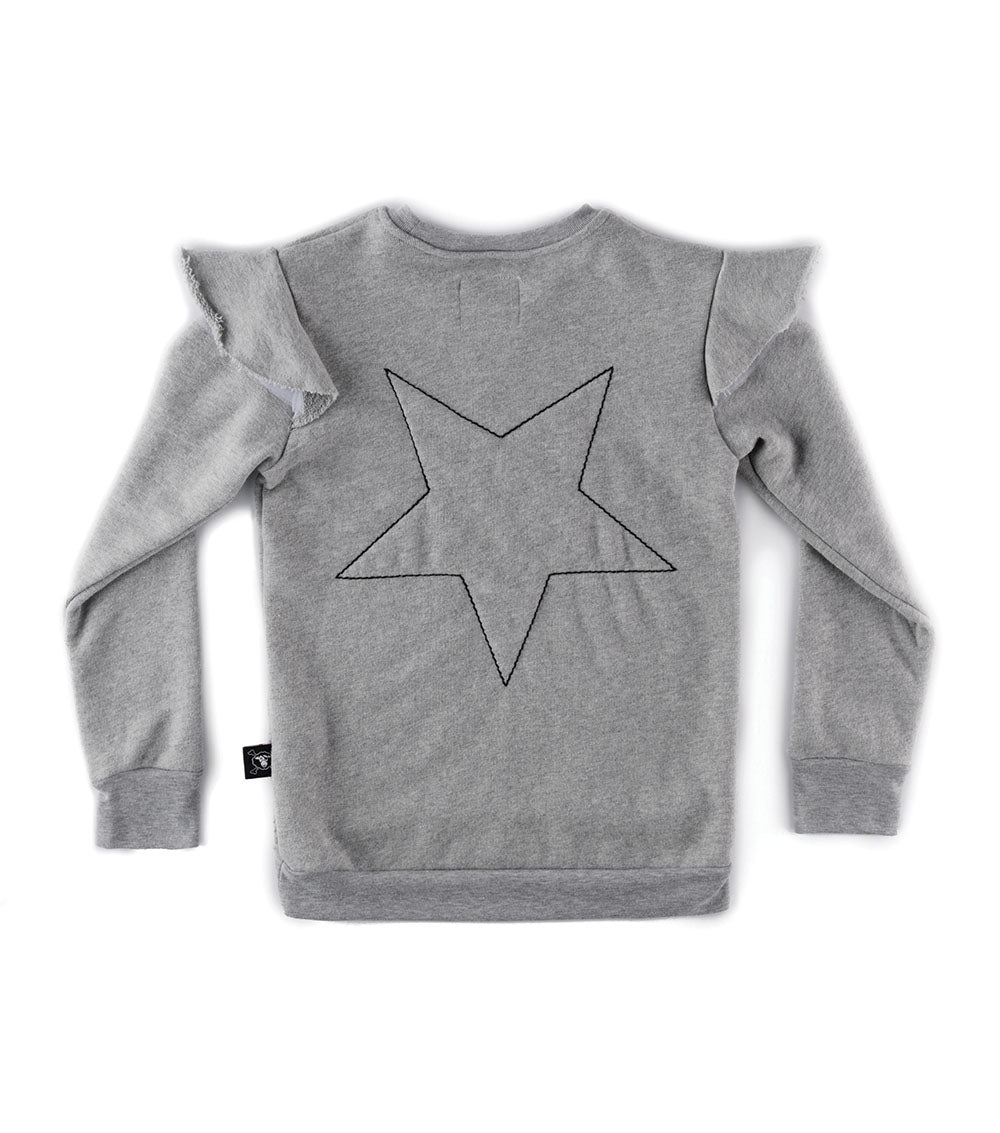 Kid | Embroidered Star Sweatshirt | Heather Grey