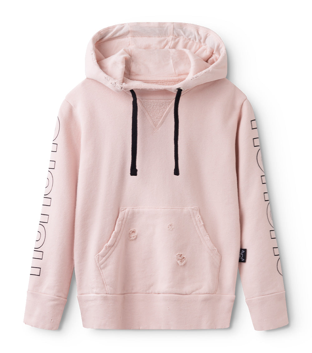 Kid | Fluffy Torn Hoodie | Powder Pink