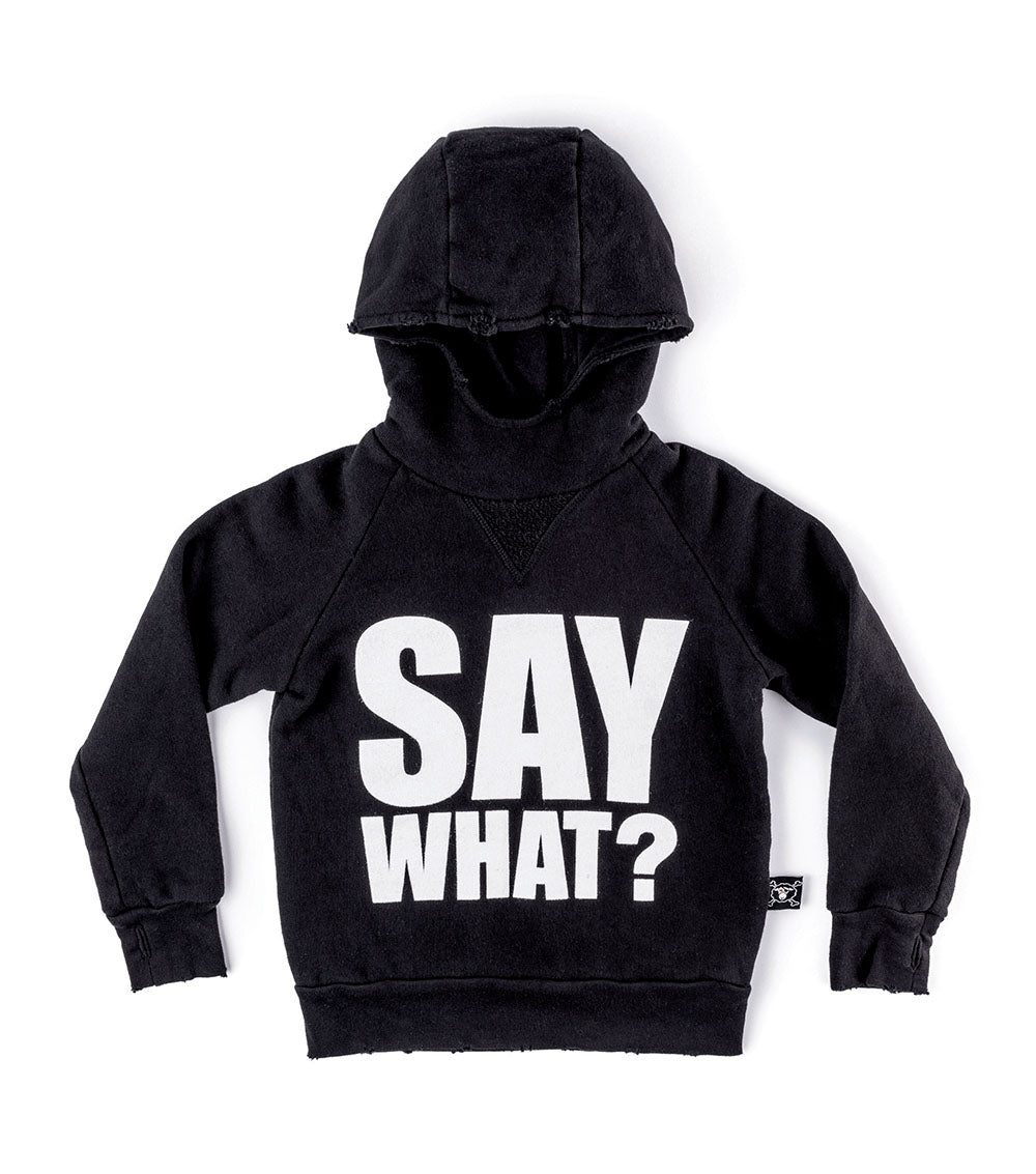 Kid | Say What? Fluffy Hoodie | Black