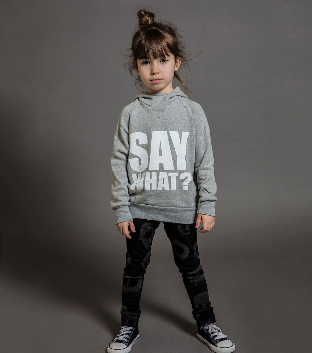 Kid | Say What? Fluffy Hoodie | Heather Grey