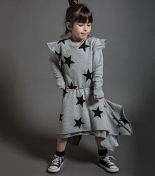 Kid | Ruffled Sleeve Star Dress | Black