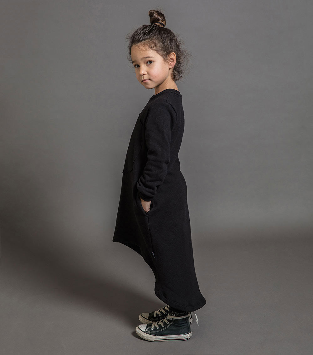 Kid | Circle Patch Fluffy Dress | Black