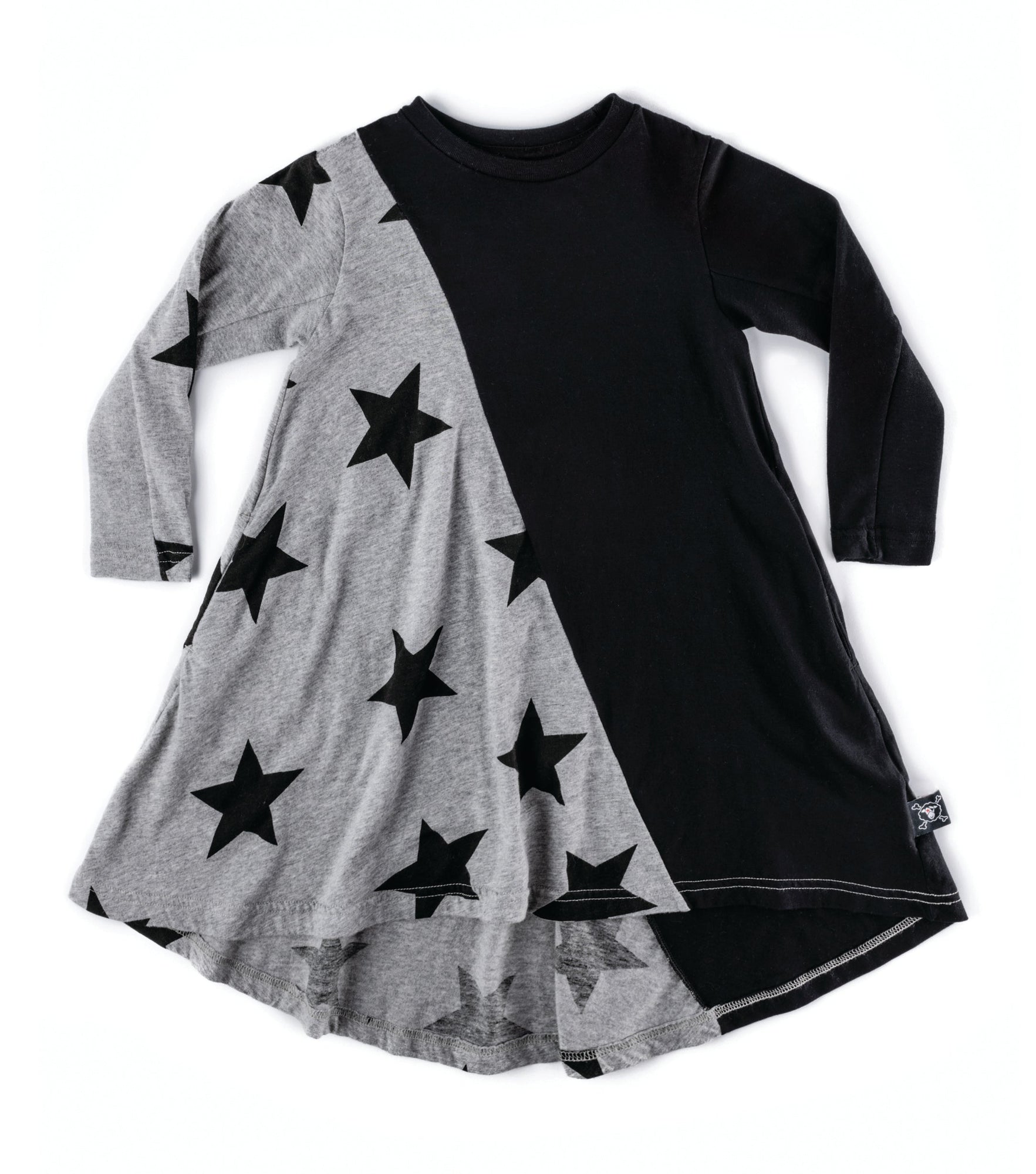 Kid | Half & Half Star 360 Dress | Black x Heather Grey