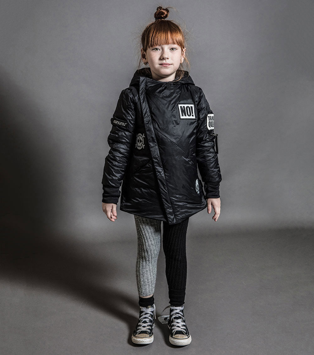Kid | Knit Leggings | Black x Heather Grey