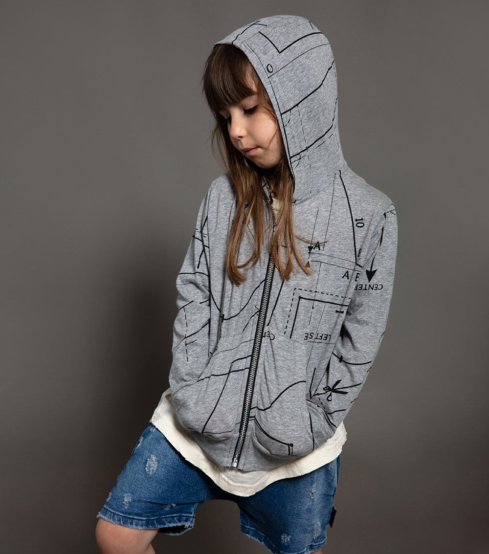 Kid | Sewing Pattern Light Zip Hoodie | Heather Grey