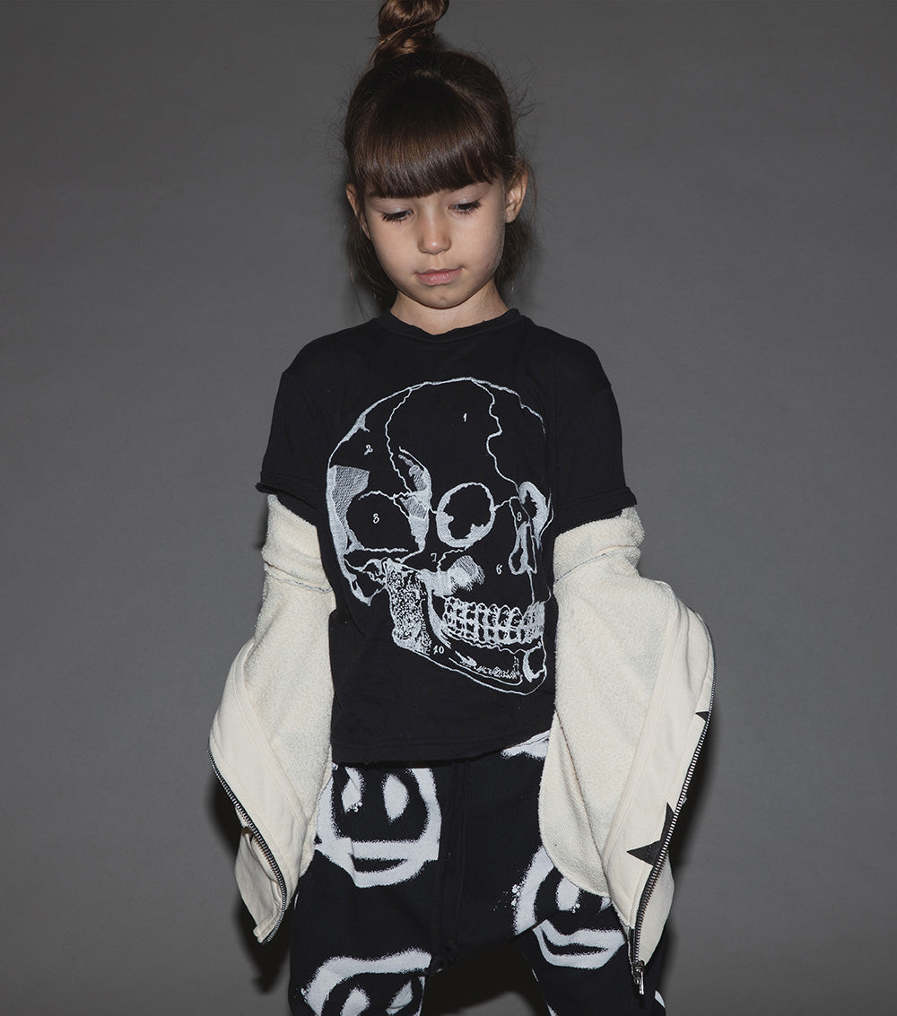 Kid | Embroidered Md Skull Shirt | Black