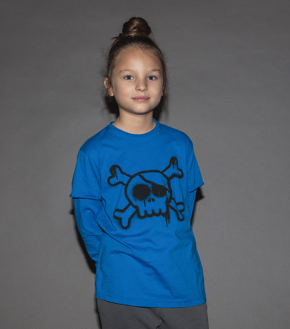 Kid | Sprayed Skull Shirt | Blue