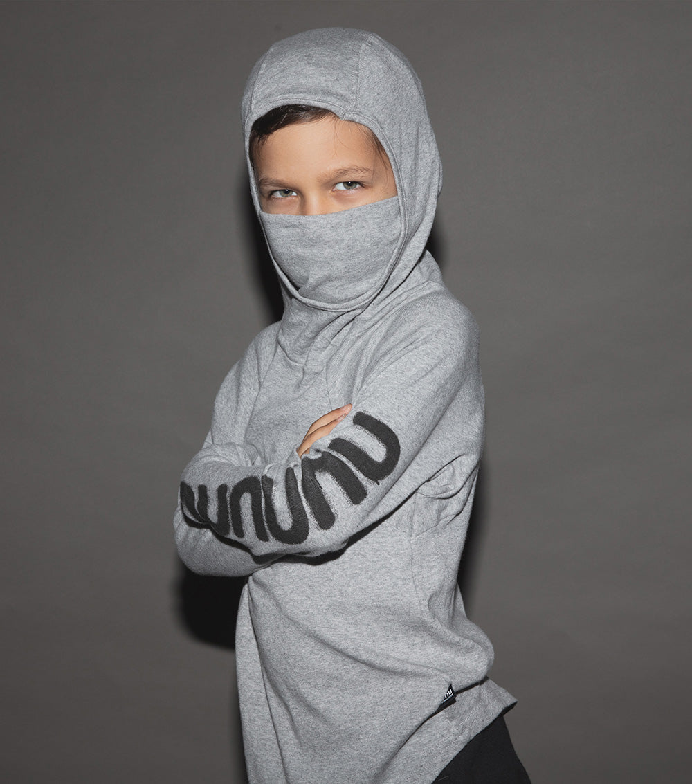 Kid | Nununu Ninja Mask Shirt | Heather Grey