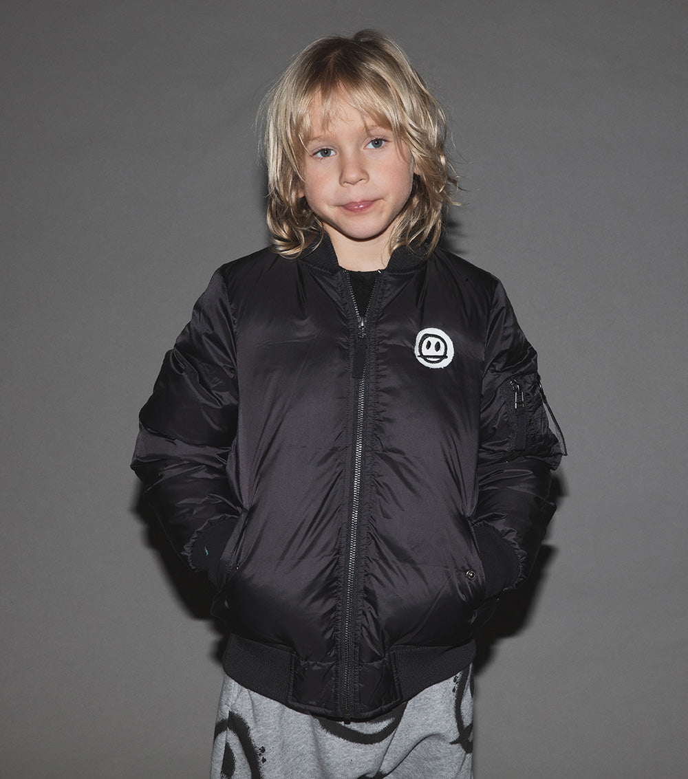 Kid | Sprayed No! Down Bomber Jacket | Black