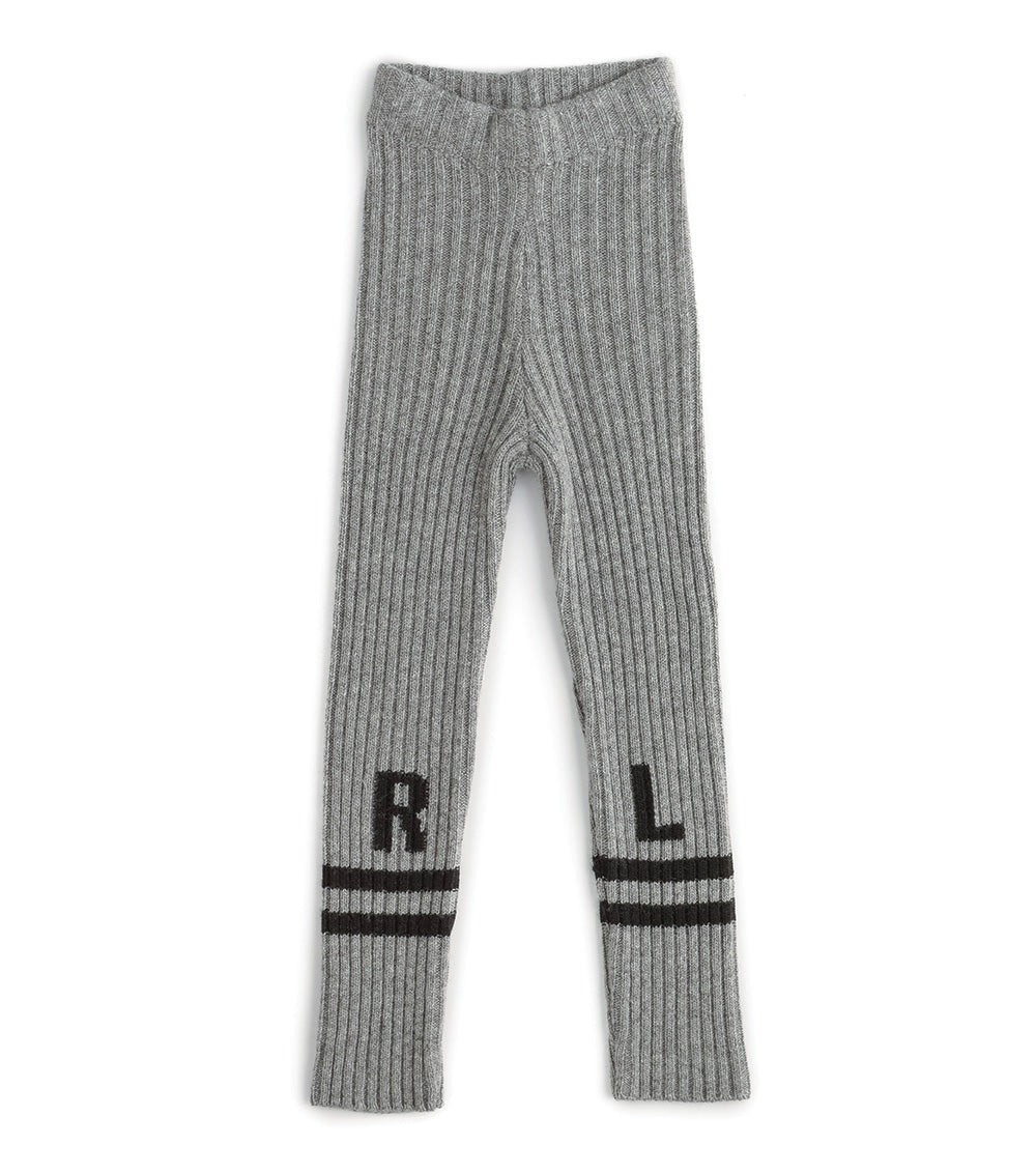 Kid | Low Stripe Knit Leggings | Heather Grey