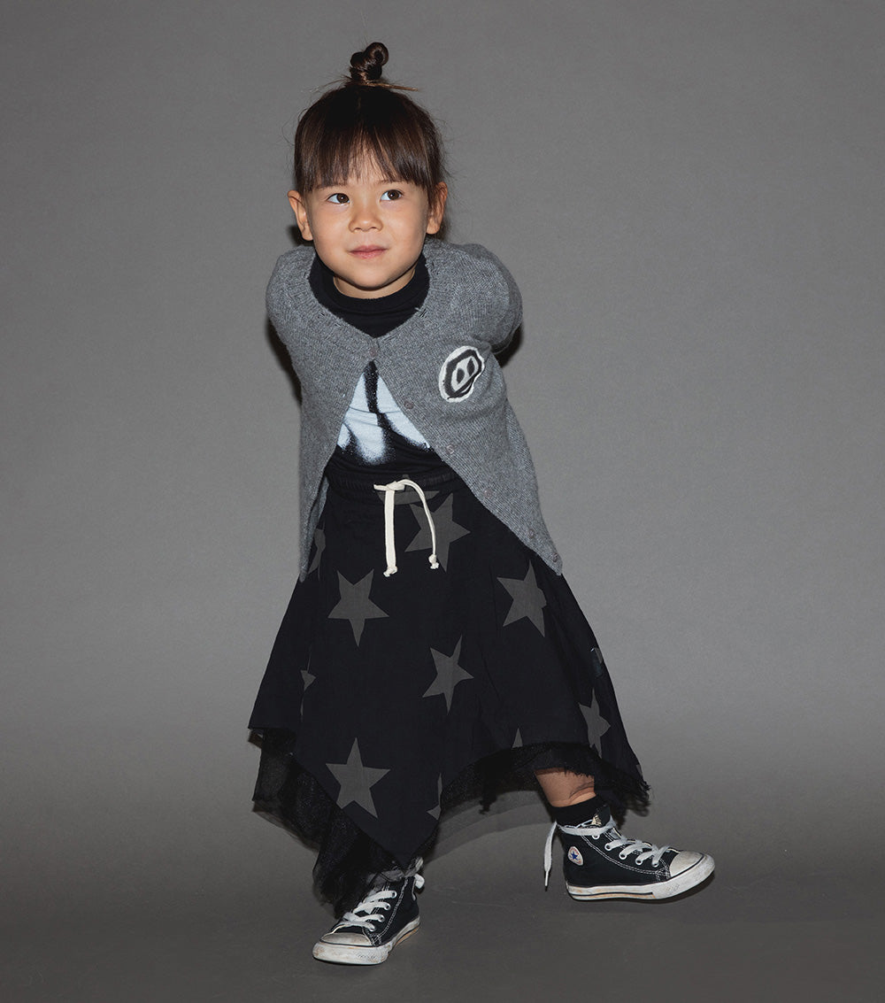 Kid | Voile Star Flowy Skirt | Black