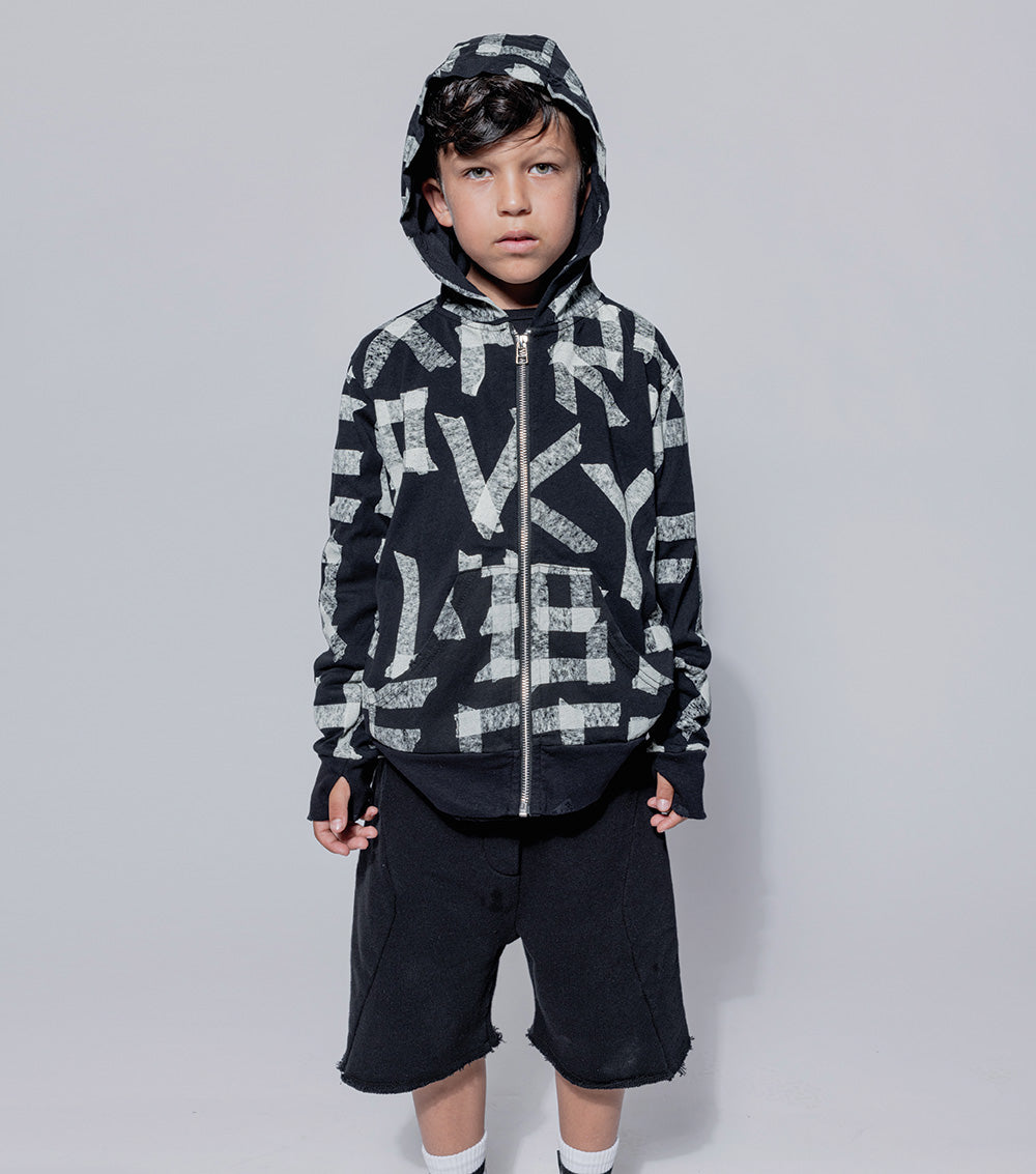 Kid | Masking Tape Light Zip Hoodie | Powder Pink