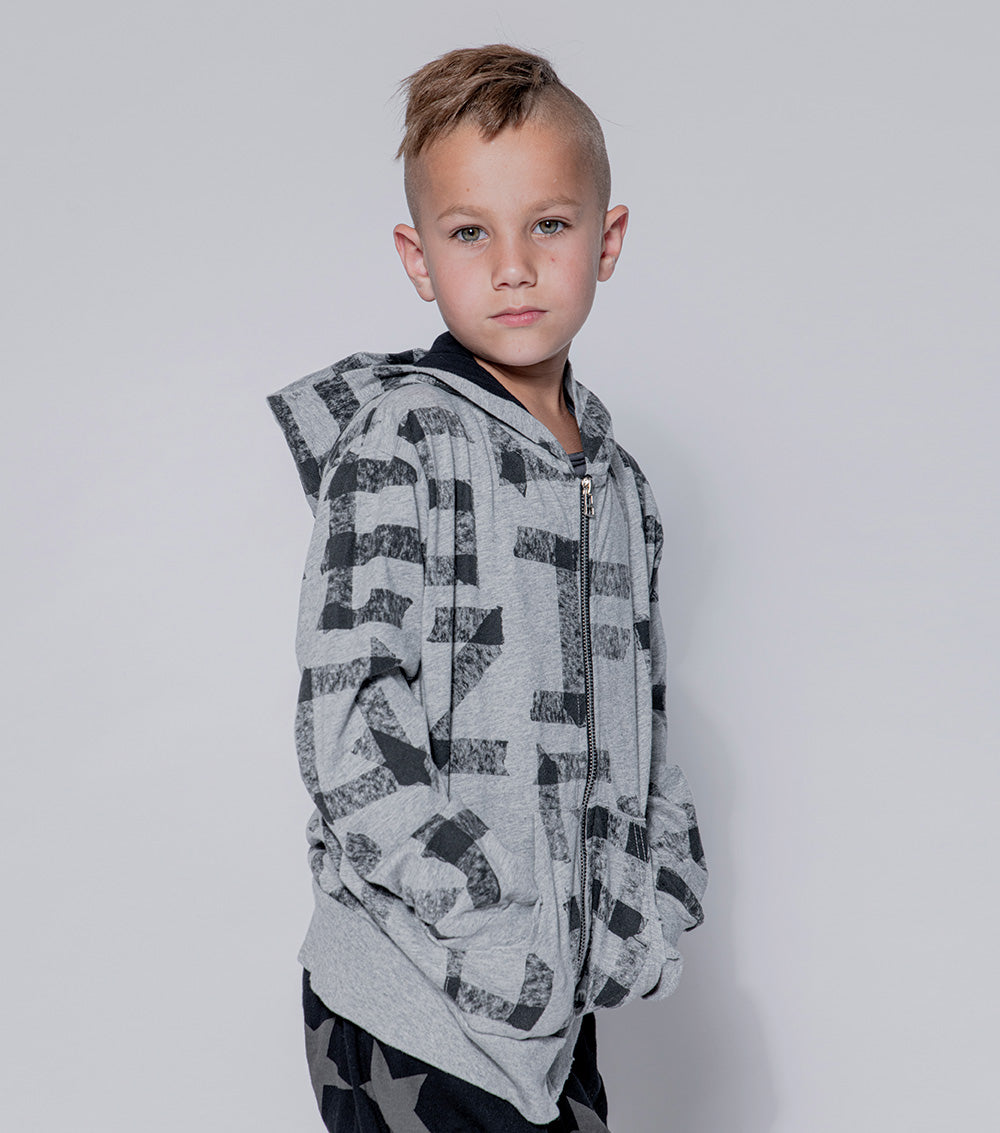 Kid | Masking Tape Light Zip Hoodie | Natural